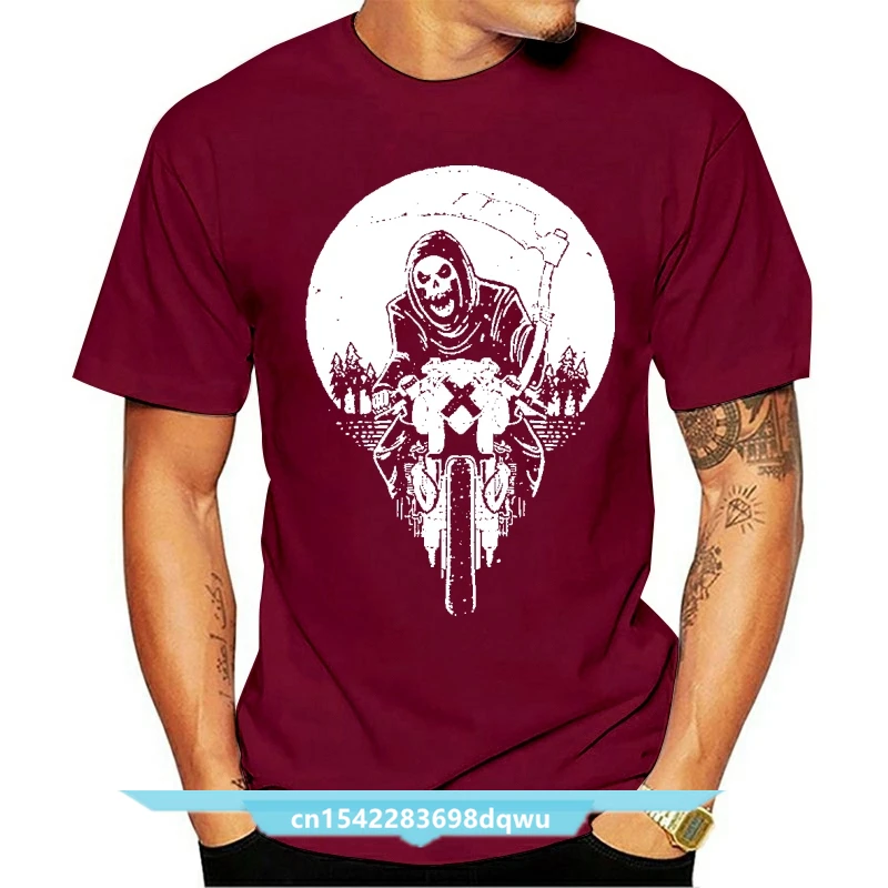 

Grim Racer T-Shirt Mens S-2Xl Biker Metal Rock Goth Reaper Motorcycle Death Summer O-Neck Tops Tee Shirt