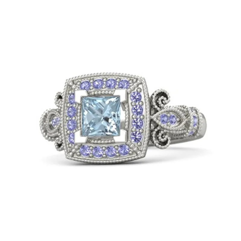 

2023 New Luxury Fashion Wedding Gift Women's Jewelry Square White Sapphire Zircon Ring