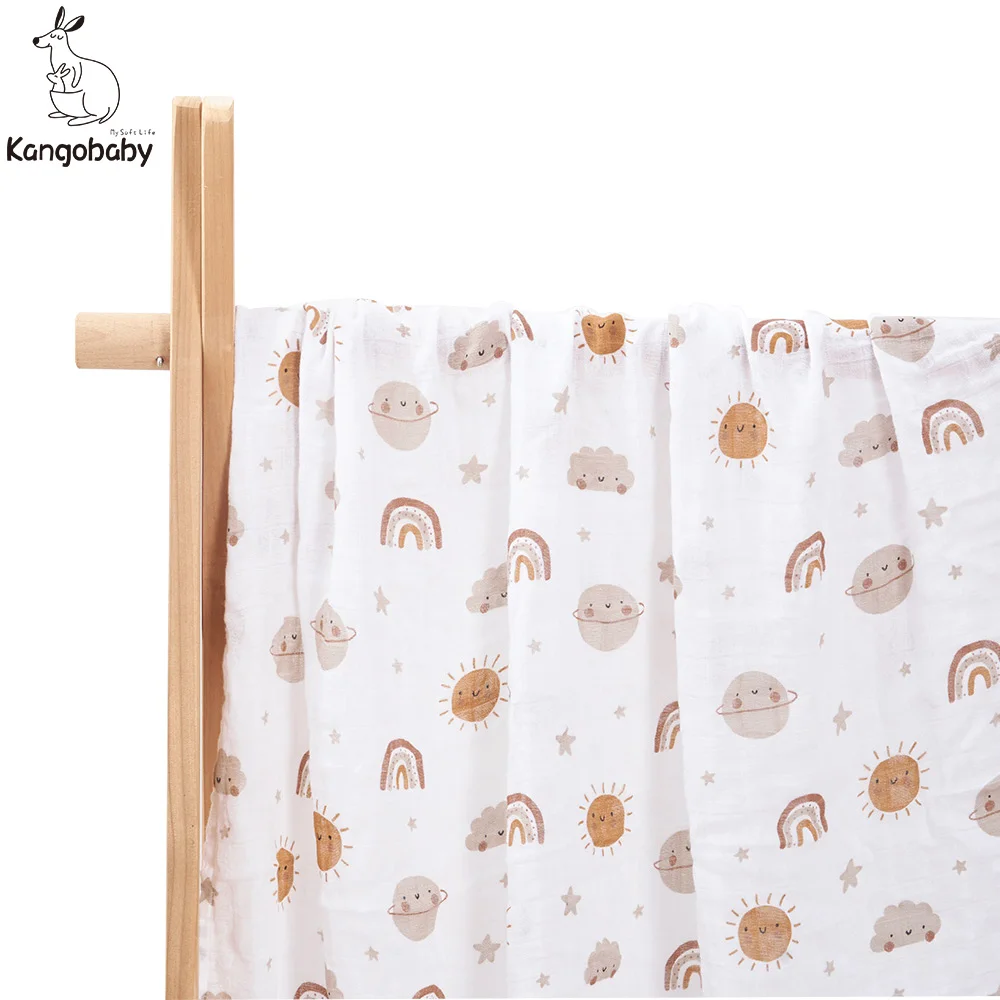 Kangobaby #Bamboo Cotton Fashion# Indoor And Outdoor Anytime Anywhere Baby Wrap Muslin Swaddle Blanket
