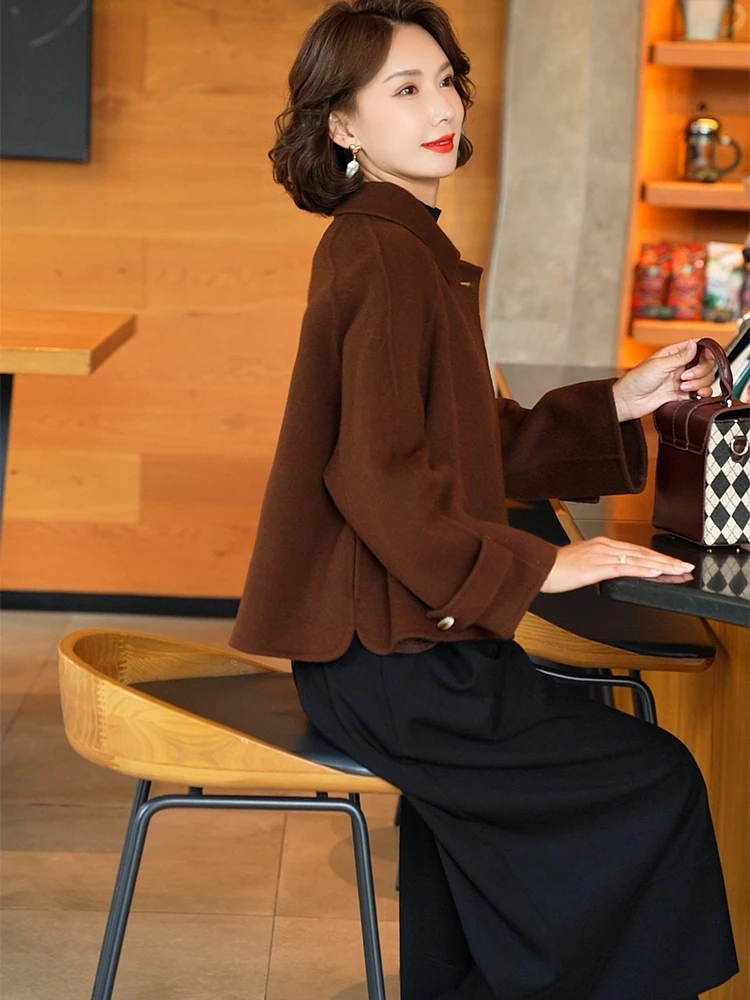 Осень и зима 2024 новое высококачественное двустороннее шерстяное пальто женское