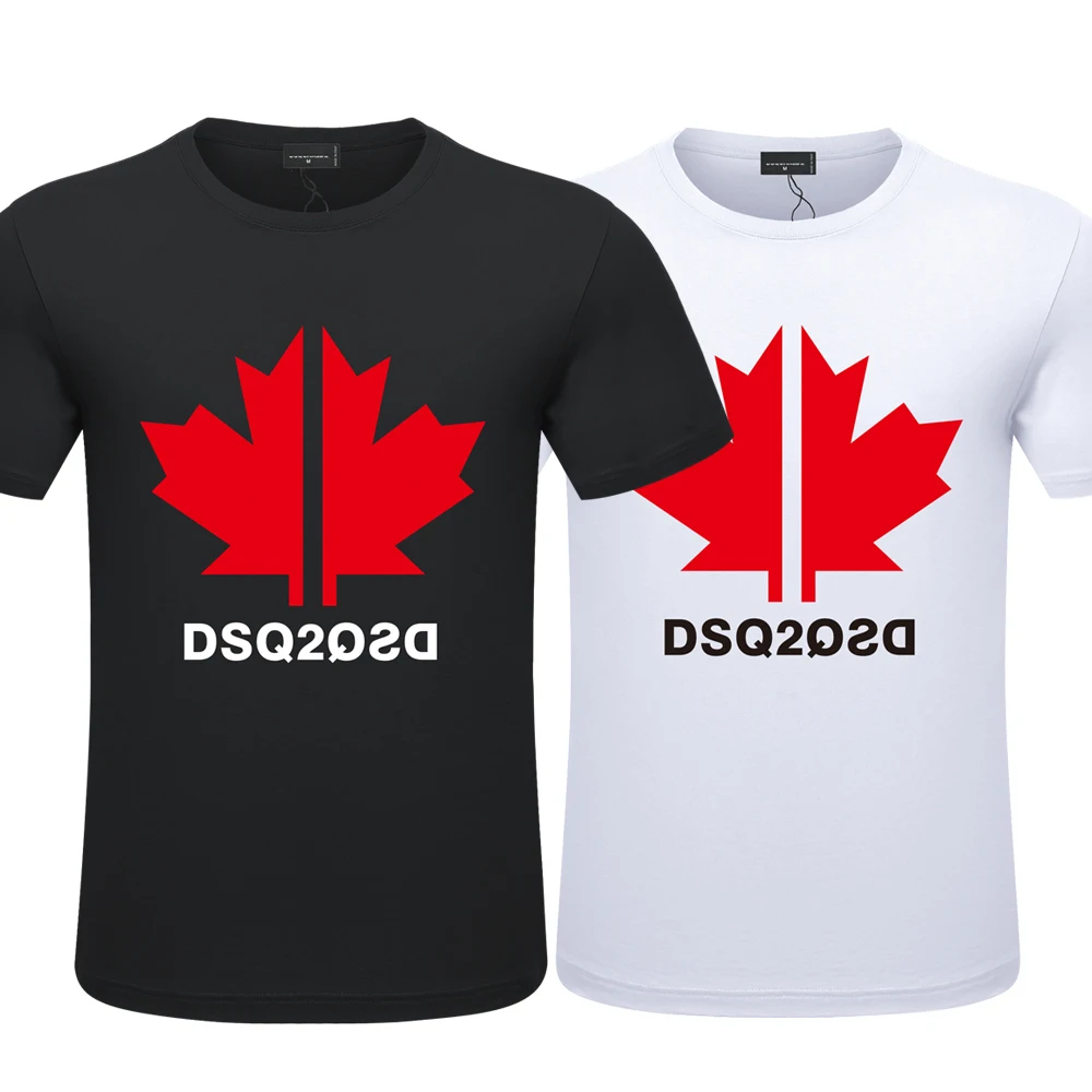 

T-Shirts DSQ2 Brand Cotton Mens Fashion Casual T-shirt Short Sleeve T-Shirt Maple Leaf DSQ2 Letter Print Street Hip Hop T-Shirt