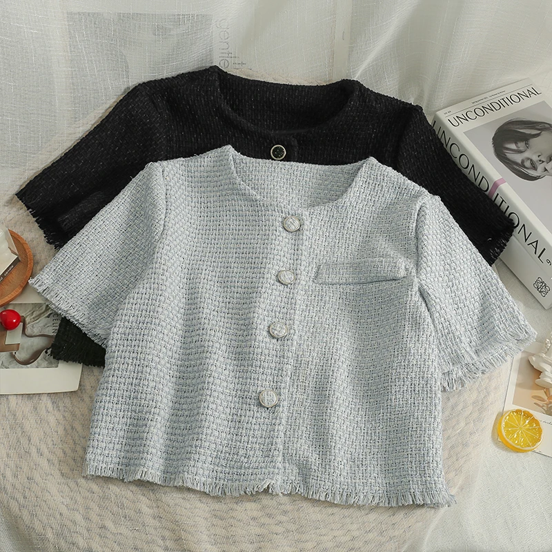 

Vintage Jackets For Women O-Neck Single Breasted Crop Tops Korean Fashion Almighty Coats Winter Skinny Woman Jacket Dropshipping