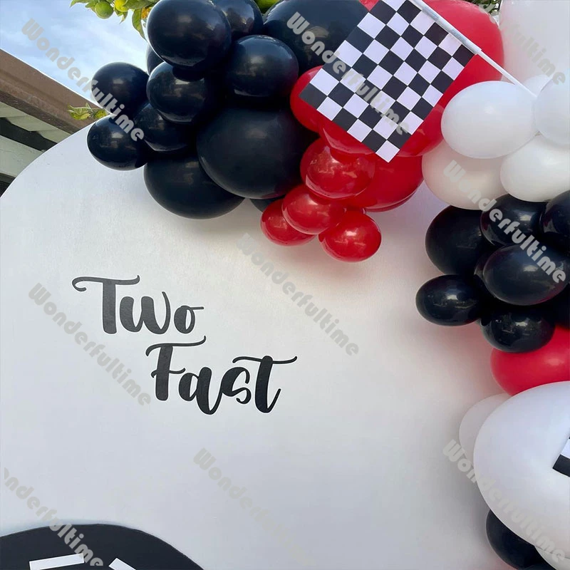 175/176pcs Racing Car Theme Balloons Arch Garland Kit Birthday Party Decoration Red Black White Globos Track Flag Background DIY - купить по