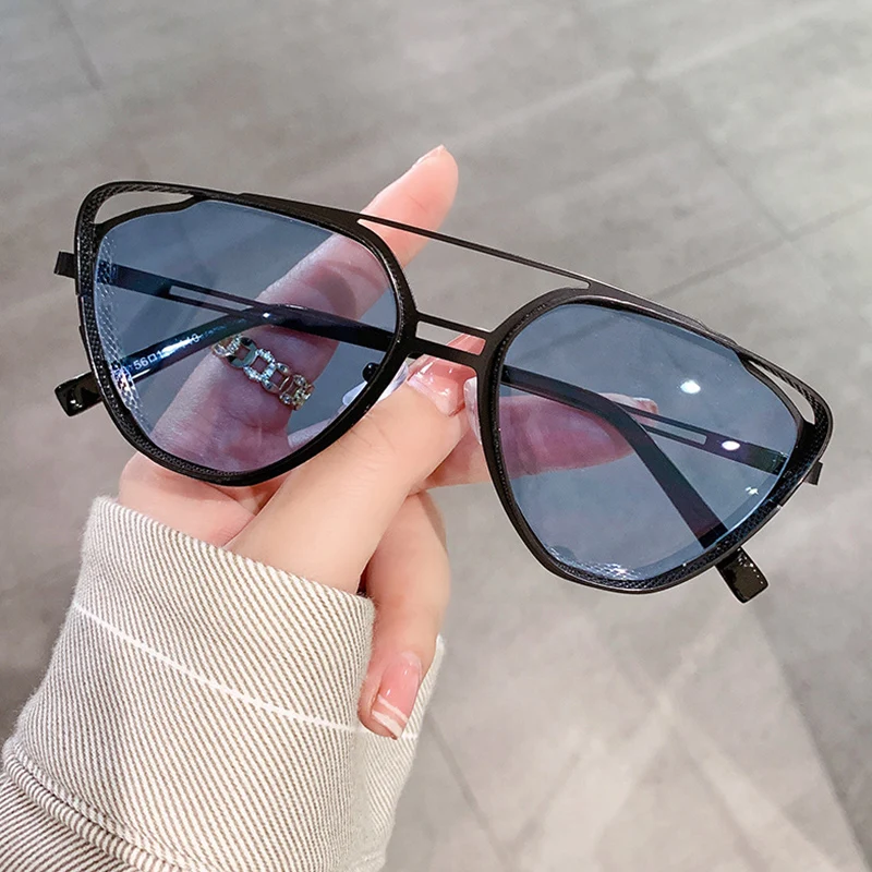 

New Steampunk Square Sunglasses Men Retro 2022 Luxury Designer Eyewear Women Vintage Glasses for Male Blue Metal Quality UV400