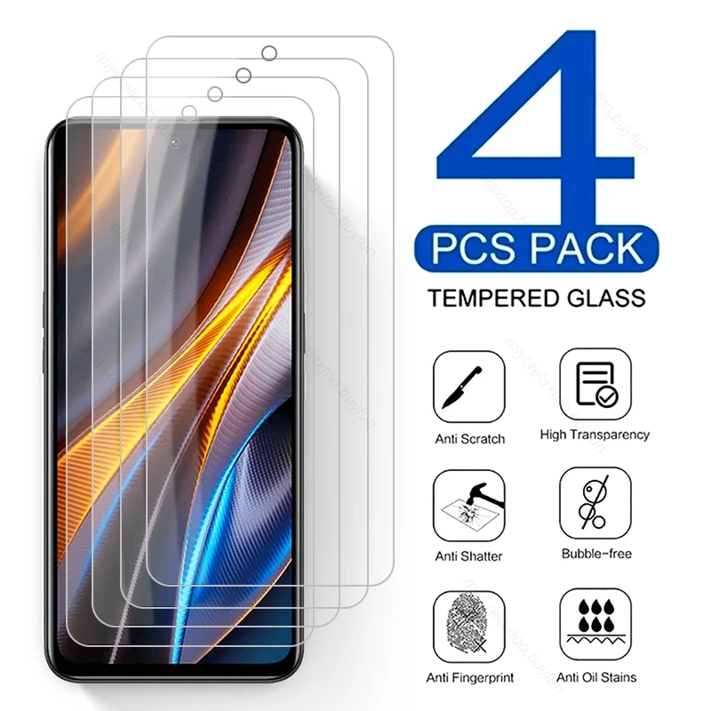 

4PCS Tempered Glass For Xiaomi Poco X4 GT X4GT 5G Screen Protector HD Explosion-proof Film Cover On PocoX4 GT Poko Little X 4 GT