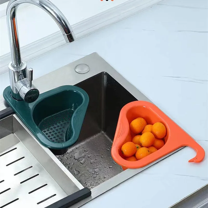 

Kitchen Sink Drain Basket Strainer Punch-free Kitchen Vegetable Washing Multi-functional Triangular Plastic Water Filter Rack