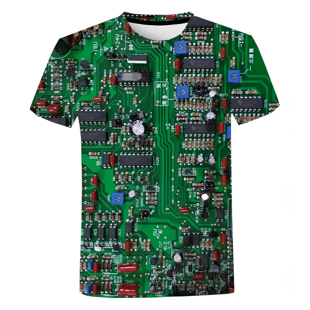 

Circuit Board 3D Printed T Shirt Men Women Summer Casual Electronic Chip Short Sleeve Harajuku Streetwear Oversized T-shirt