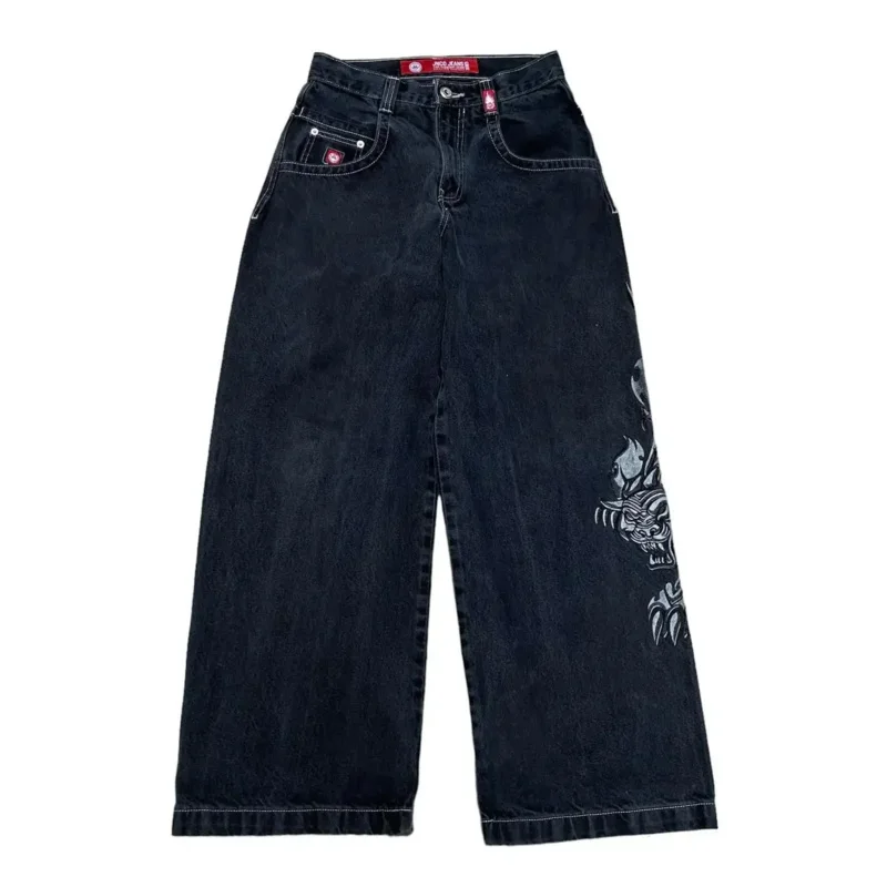 2025 Новые джинсы с готическим тигровым графическим принтом JNCO мешковатые черные