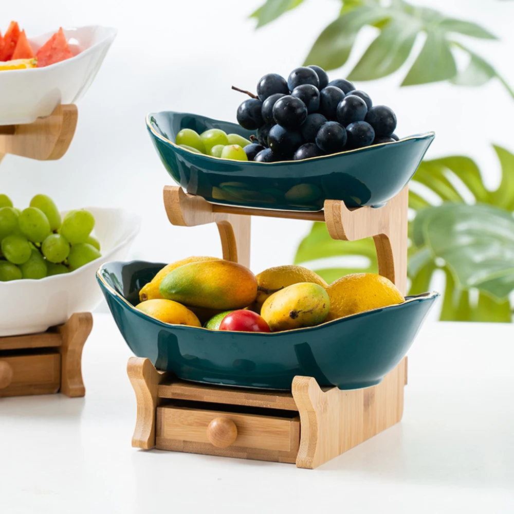 Living Room Household Double-layer Fruit Plate Light Luxury Fruit Basket Fruit Basin