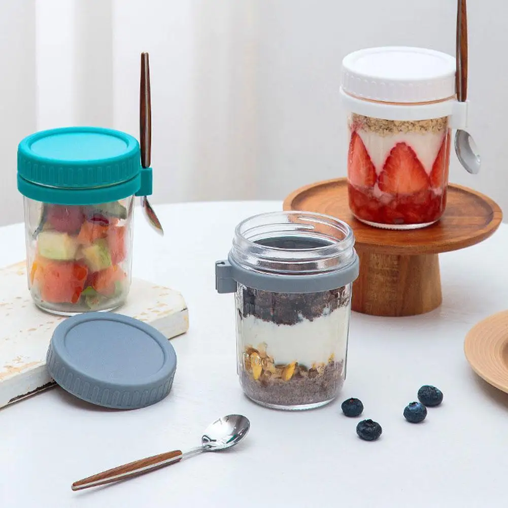 

10 Oz Kitchen Overnight Oats Container Mason Jars Breakfast Cup Salad Nut Oatmeal Cereal Container Container Yogurt Oatmeal