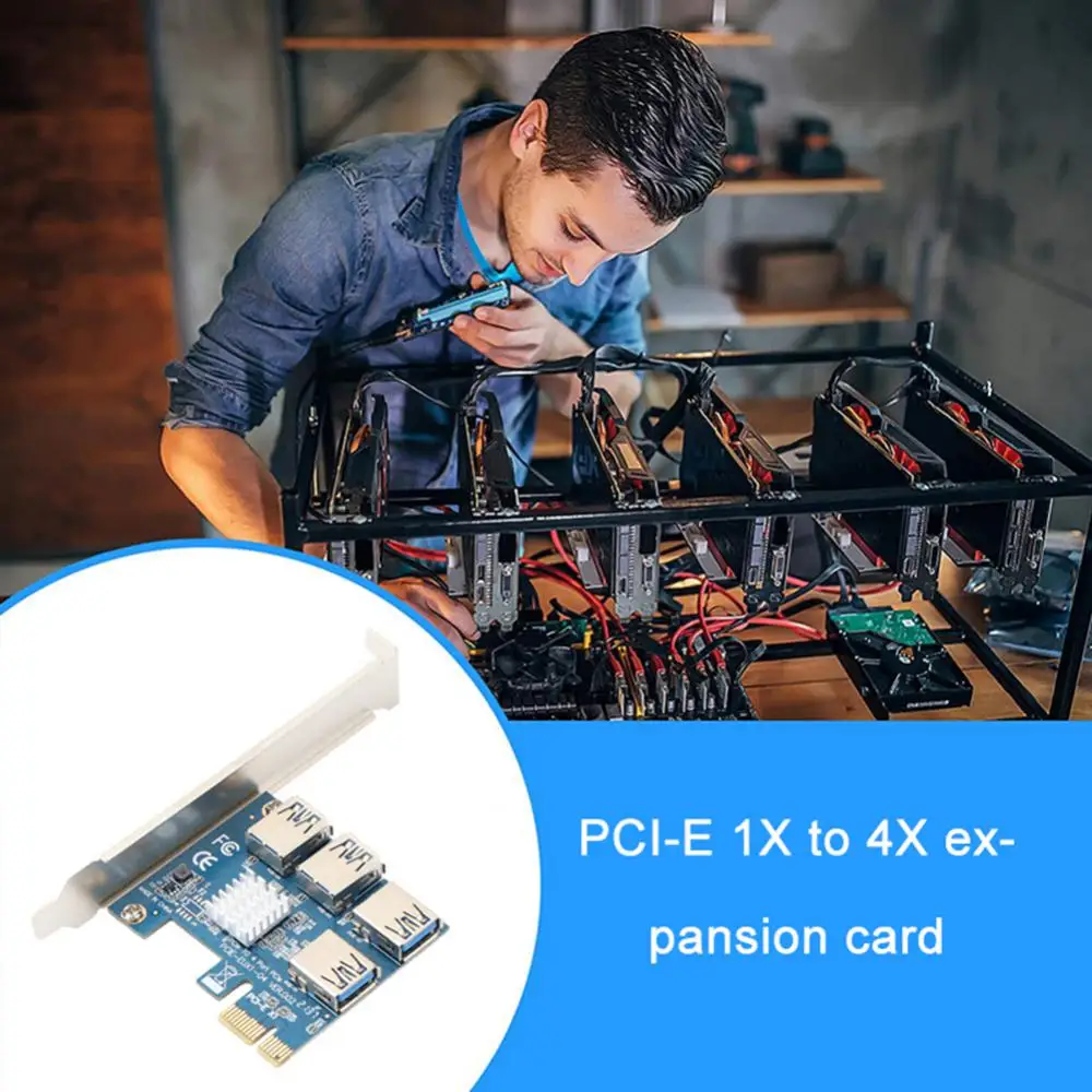

Pci-e 1x To 4 Riser Black With Big Radiator Easy And Convenient Great Extendability For Video Card For Btc Miner Mining