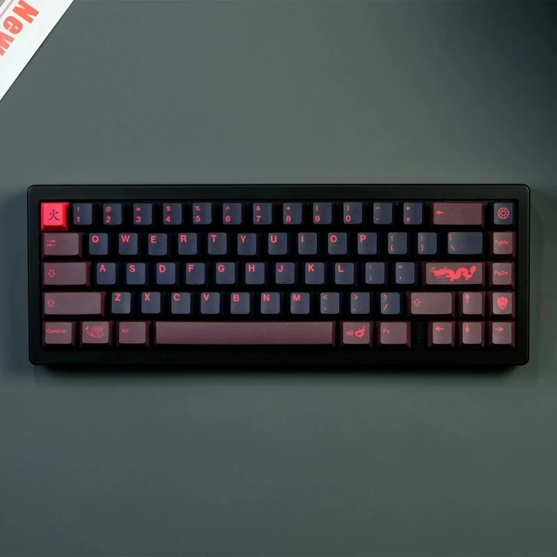 

Колпачки для клавиш GMK Red Dragon, колпачки для клавиш с профилем вишни, колпачки для клавиш с сублимационной печатью для MX Switch 61/64/68/75/87/129, 104/980 кла...