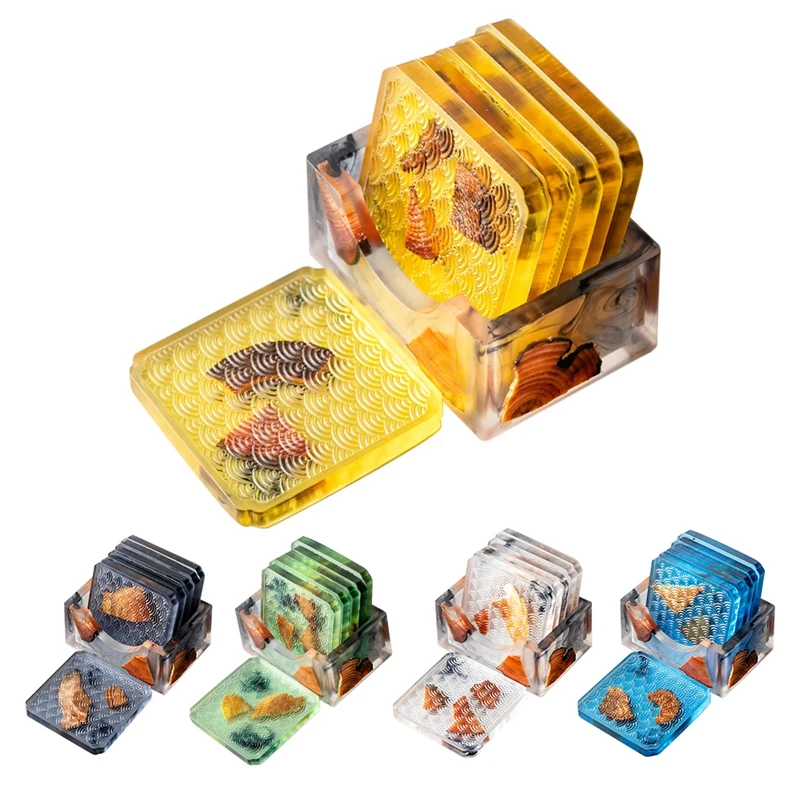 

1 Set Resin Coasters Heat-Resistant Placemats Drink Mat Tea Coffee Cup Pad Waterproof Non-Slip Table Decor Tableware Pad