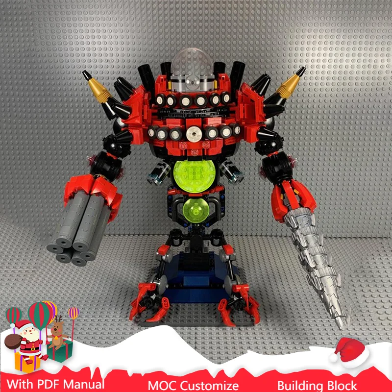 Фото 1458 шт., хит продаж, модель робота MOC Red Mecha, детали, модульные строительные блоки, детская сборка, дисплей, игрушки, фестиваль, подарок-сюрприз №1