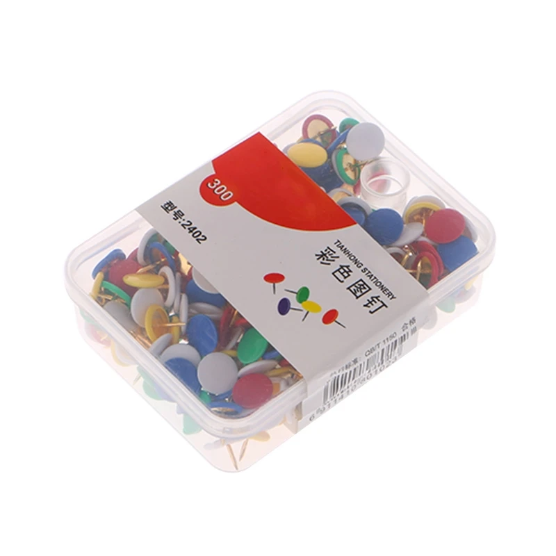 

B36C 300Pcs Round Push Pins Notice Board Map Thumb Tacks Assorted Office Home