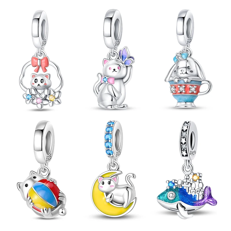 Бусина-Шарм Кот и ягненок из серебра 2024 пробы