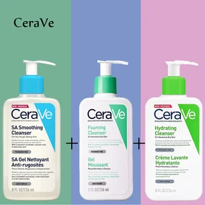 Cerave 1/3 PCS Set Foaming Cleanser+Hydrating Facial Cleanser + Salicylic Acid Facial Cleanser Face 