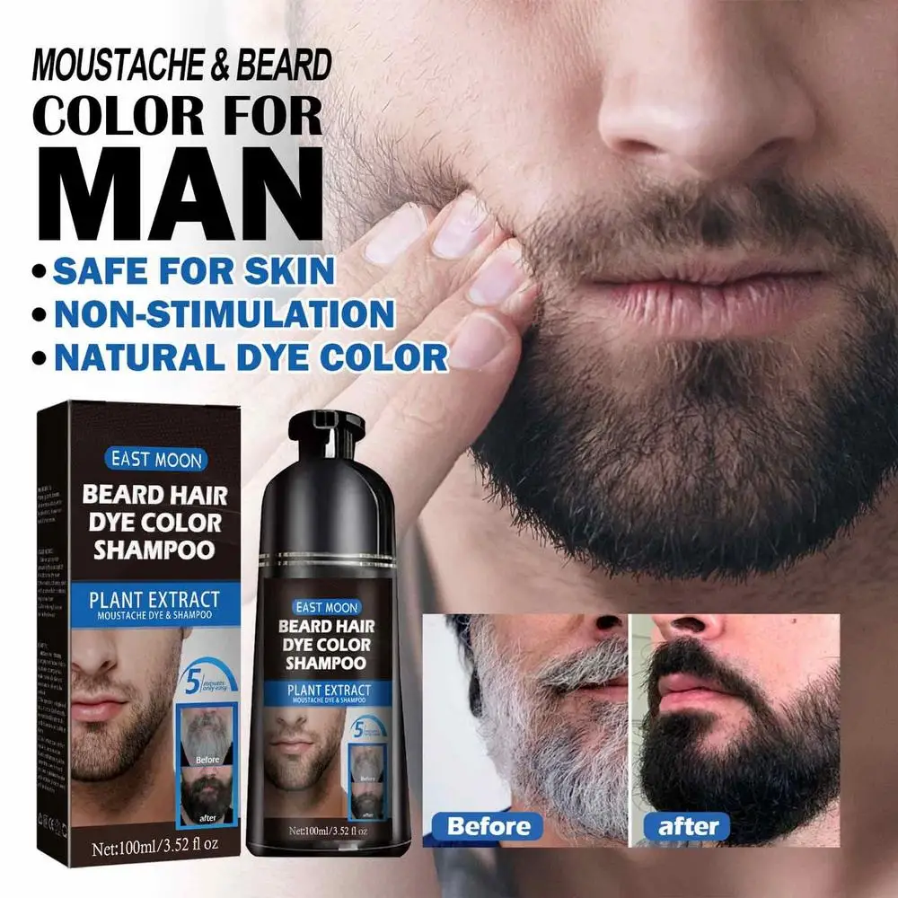 

Natural Long Lasting 100ml Permanent Beard Dye Shampoo for Men Beard Dying Removal White Grey Beard Hair Men Beard Dye Shampoo