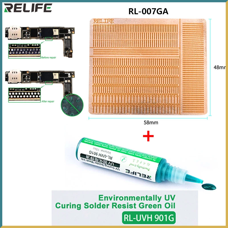 

RELIFE RL-007GA-007G Dot Repairing Solder Lug Spot Soldering Pad Welding Board Flywire Replacement IC Repair Tool Fix 2761 1400