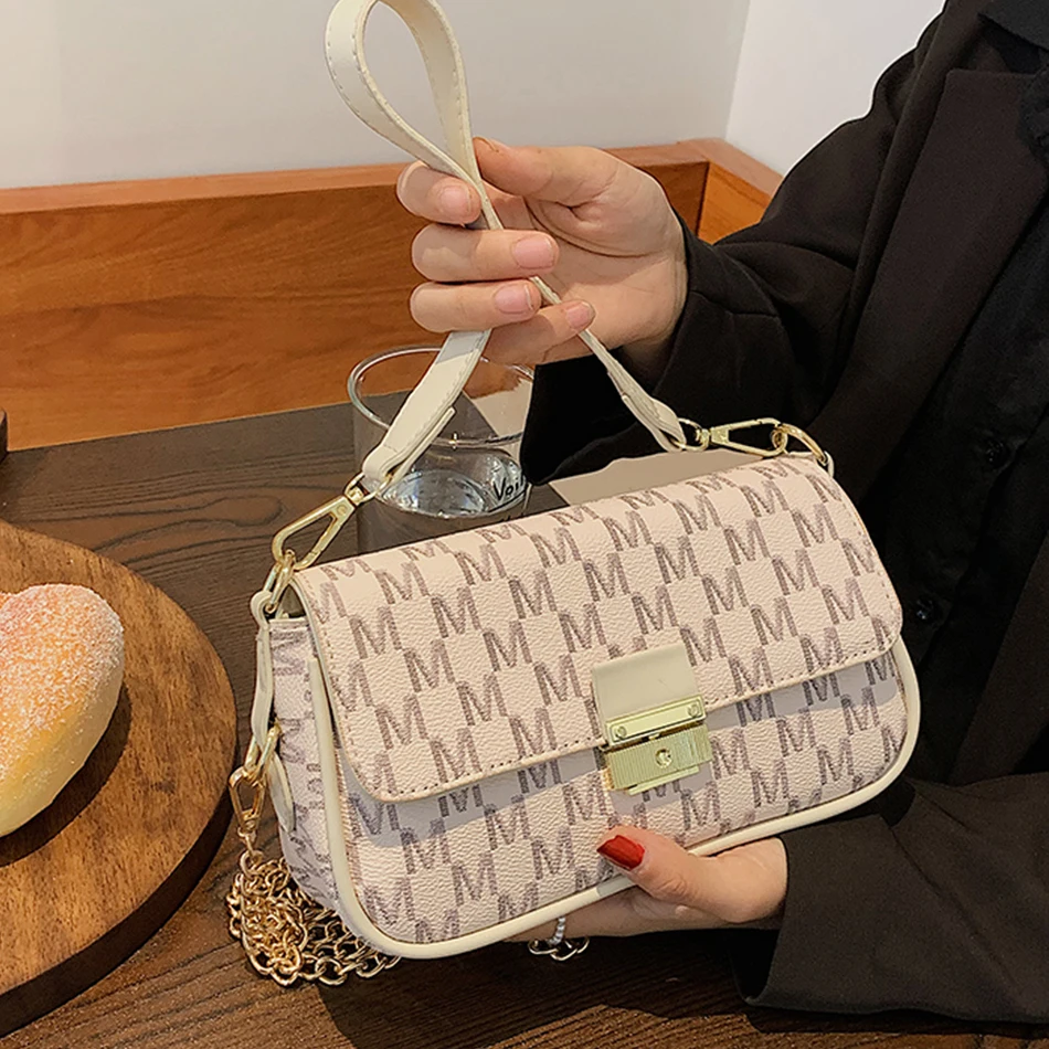 

Retro Letter PU Leather Small Underarms Crossbody Bags for Women 2022 Branded Travel Shoulder Purses Luxury Designer Handbag