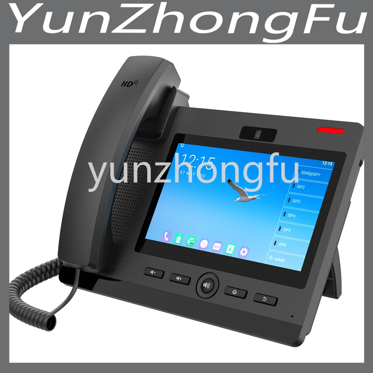 

Android 9.0 OS,6 SIP Lines,sip/voip Video Ip Phone with 7"TFT 800X480 Touch Screen Support PoE Function