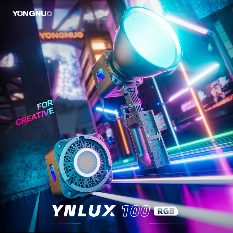 Фото Yongnuo LUX100RGB YNLUX100 RGB 120 Вт 2700–10000K Ручной уличный светодиодный светильник COB с креплением Bowens №1