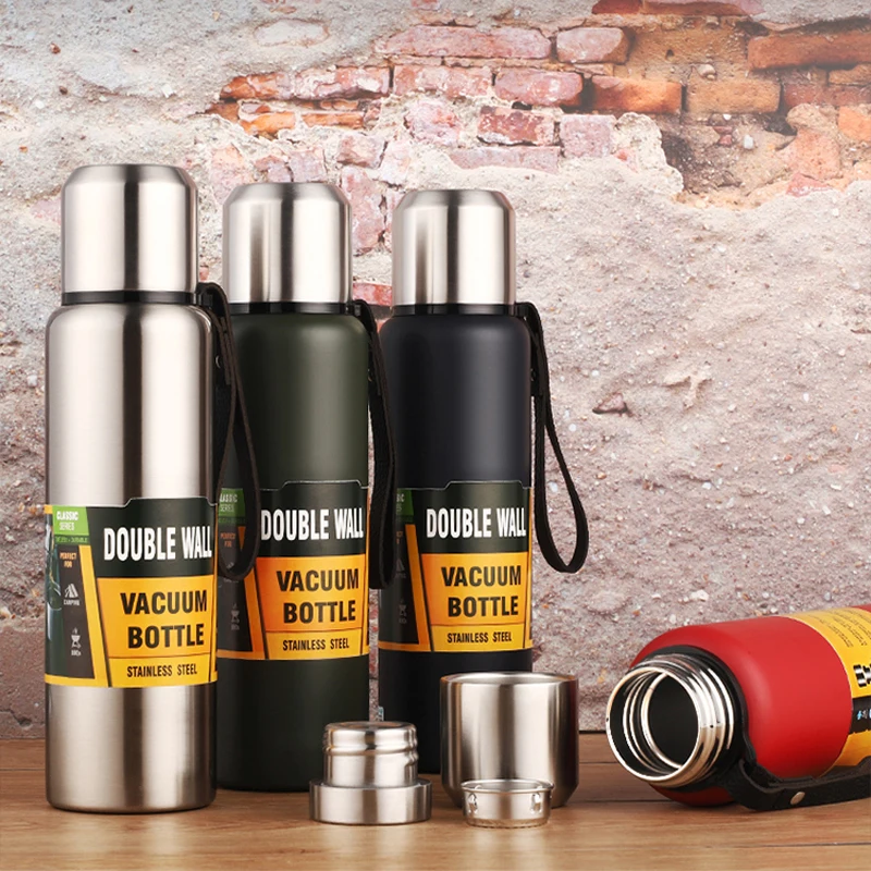 

Large Capacity Stainless Steel Thermos Portable Vacuum Flask Insulated Tumbler with Rope Thermo Bottle 500/700/1000/1500ml