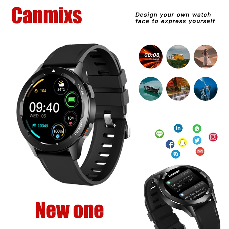 

Canmixs NFC Smartwatch Men AMOLED 360*360 HD Screen Always Display Bluetooth Call IP67 Waterproof Smart Watch for Xiaomi