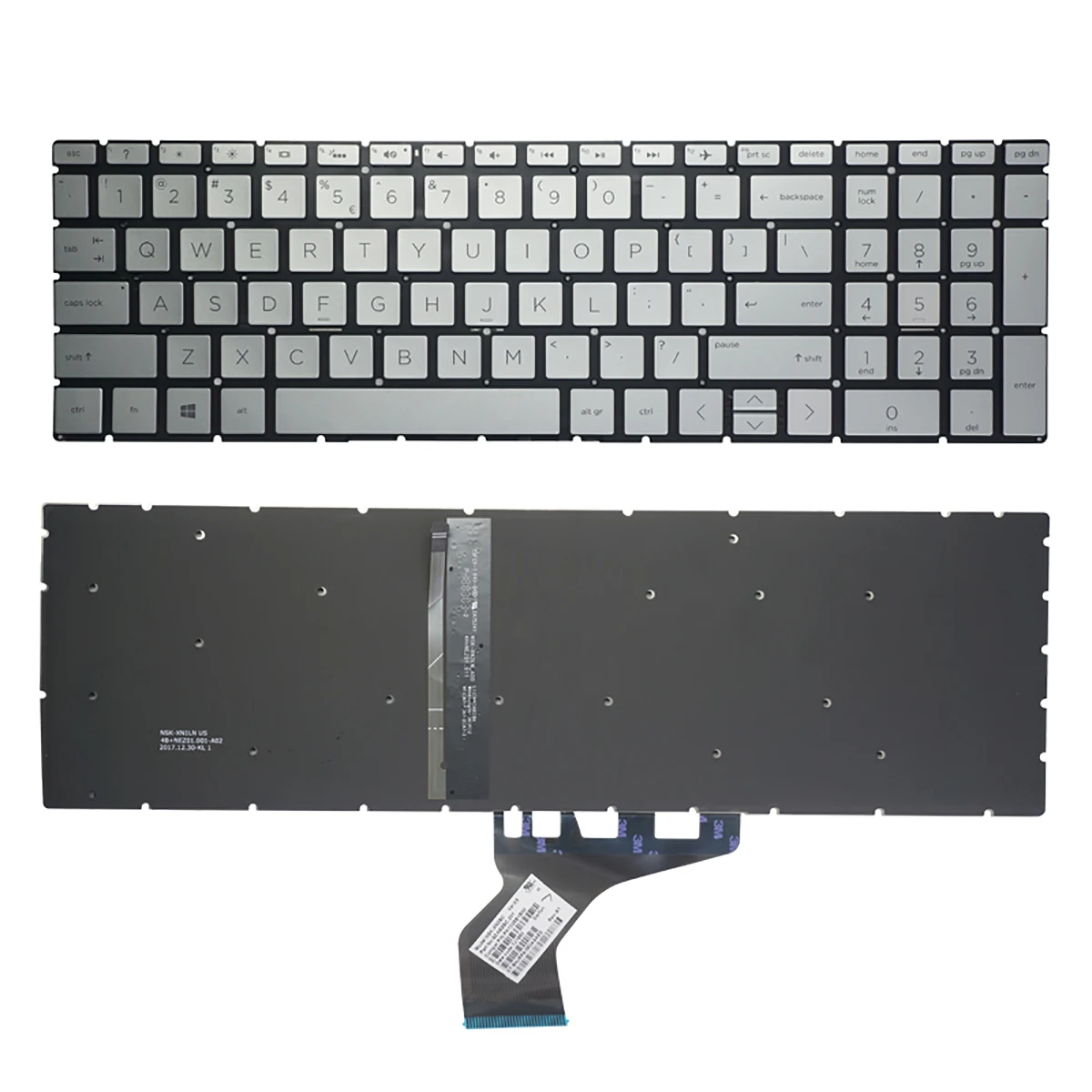 

For HP 15-DA 15-DK 15-CN 15-CR 15-CS 15-CX Keyboard English Silver Backlit