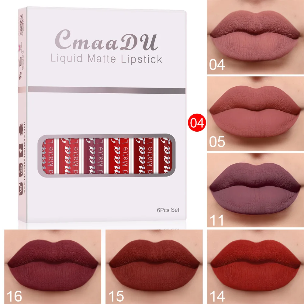 

6Pcs/Set Matte Lip Gloss Waterproof Sexy Velvety Liquid Lipstick Long Lasting Nonstick Cup Not Fade Lip Glazed Makeup Lip Tint