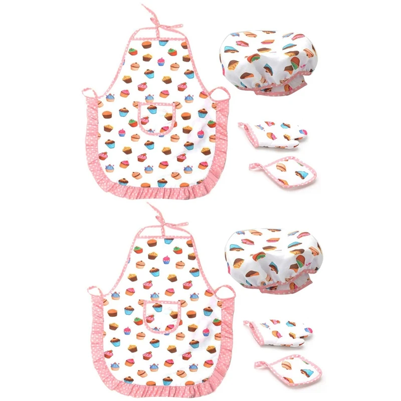 

8Pcs Kids Cooking And Baking Set Includes Apron For Little Girls, Chef Hat, For Toddler Dress Up