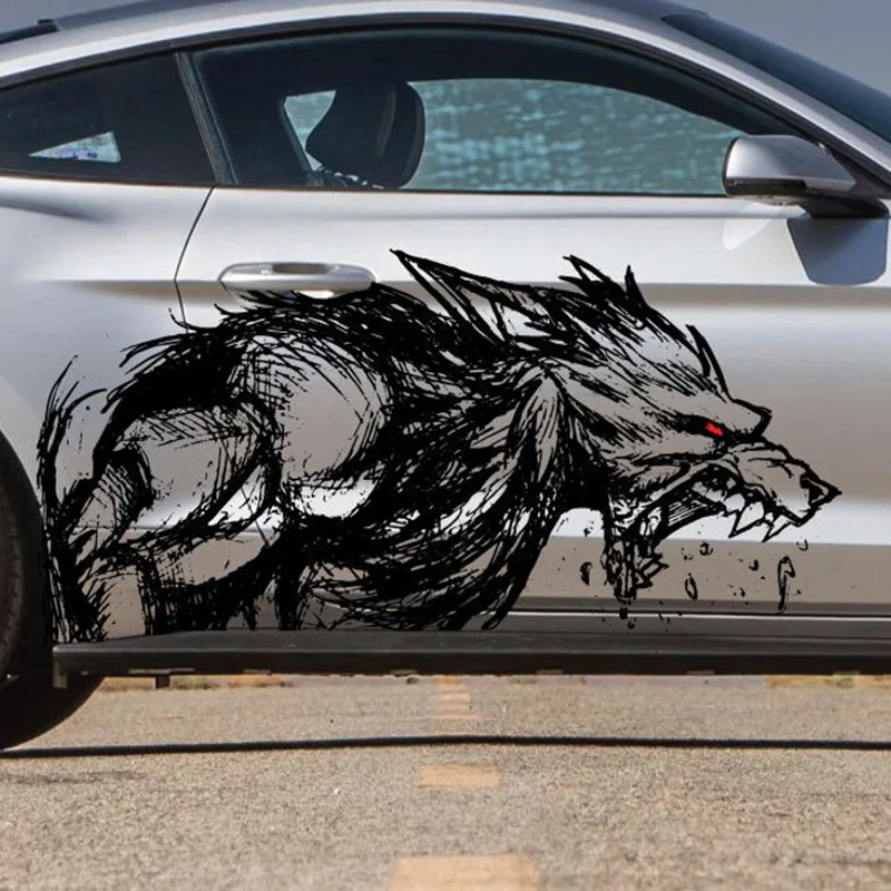 

Fits Mustang F-150 Ranger Coyote Wolf Tattoo Grunge Design Tribal Door Bed Side Pickup Car Vinyl Graphic Decal Sticker leopard