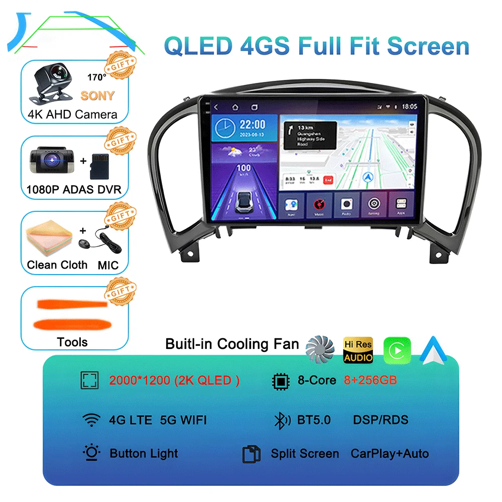 

Видеоплеер Carplay Auto для Nissan Juke YF15 2010-2014 Мультимедиа Android 15 Автомобильный радиоприемник WIFi + 4G DSP 2 DIN Сенсорный экран