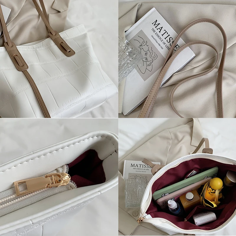 Women Casual Big Bags Large Capacity Ladies Bags Fashion Handbags Solid Color Leather Ladies Bags Designer Style Women's Bags