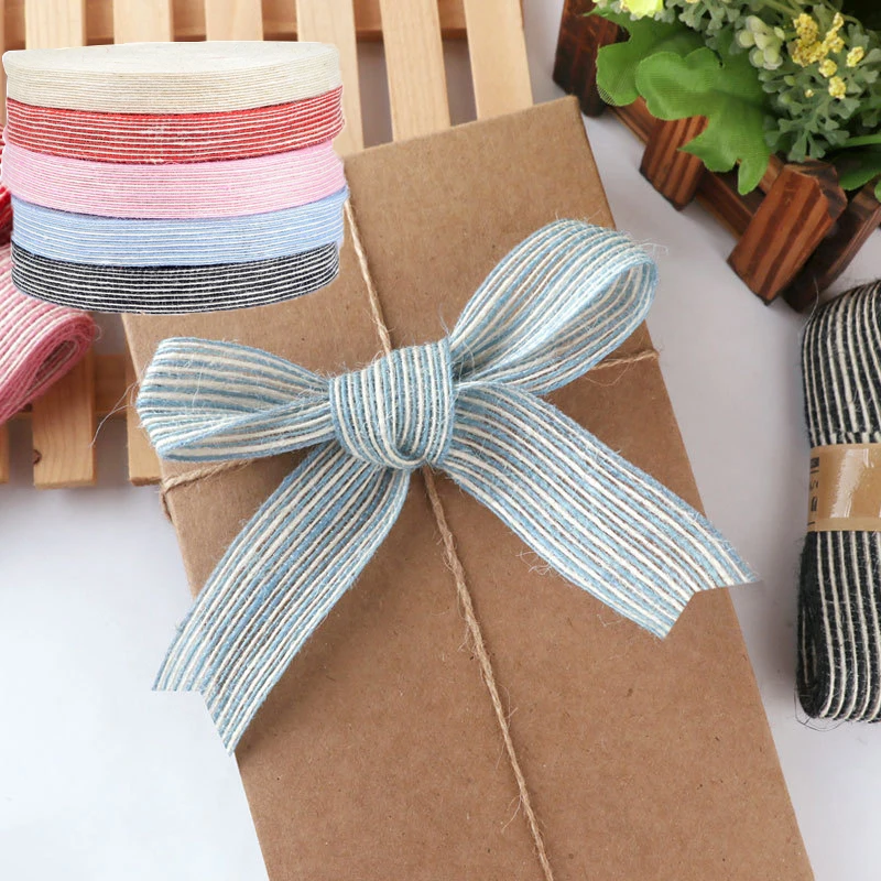 

10M/Roll Colored Jute Burlap Hessian Ribbon With Lace Vintage Rustic Wedding Christmas Decoration DIY Crafts Gift Wrapping
