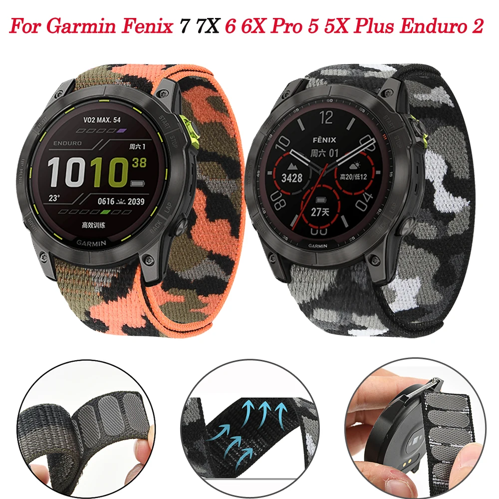 

Ремешок ультратонкий для наручных часов, нейлоновый браслет для Garmin Fenix 7 7X 6 6X Pro 5 5X Plus 3HR Enduro 2/935, с крючком, 22 26 мм