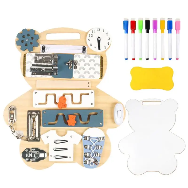 

Сенсорная доска, медведь Монтессори, сенсорная доска для малышей, многоразовые переключатели, сенсорная доска для малышей, игрушка для путешествий для детей, малышей, мальчиков