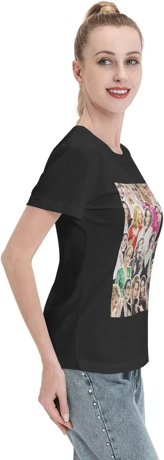 Футболка с коллажем Сара паулсон Женская хлопковая свободная футболка круглым