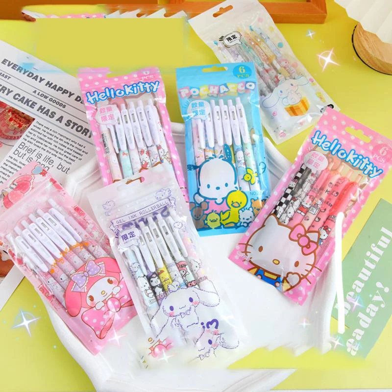 

Кавайная гелевая ручка Sanrio Hello Kitty Cinnamoroll мультяшная Милая Студенческая многофункциональная выдвижная ручка для девочек рождественские подарки