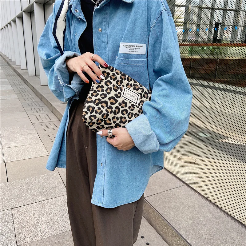 

Korean Fashion Leopard Print Cosmetic Bag Women Canvas Clutch Animals Print Portable Makeup Bag Zebra-Stripe Storage Pouch