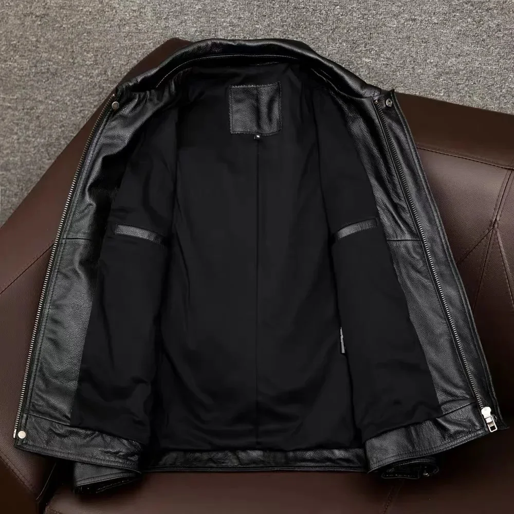 Мужская куртка из воловьей кожи новинка 2025 года кожаный мотоциклетный верхний