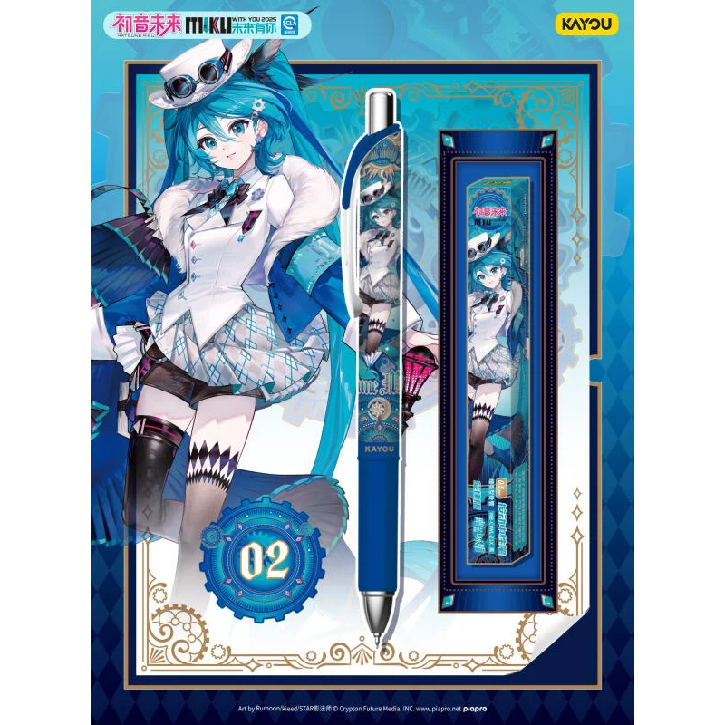 Фото Ручка гелевая Kayou Stationery Hatsune Miku, нейтральная, версия Melodic, синяя, 0.5 мм, аниме-ручка для студентов, для письма №3