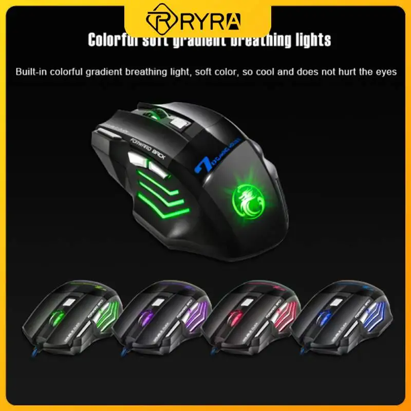 

Профессиональная игровая мышь RYRA, 3200 DPI, 7 кнопок, светодиодная оптическая USB Проводная мышь для геймеров, высокое качество, для ПК, ноутбука, ...