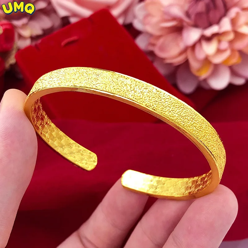 

Not Fade Retro Fashion Gold 14k Bracelet for Women Wedding Engagment Jewelry Statement Bangles for Girlfriend Christmas Gift