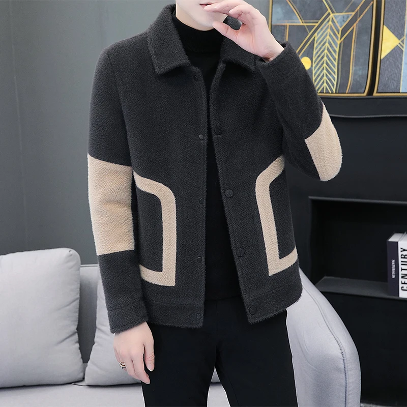 Осенне-зимняя толстая мужская куртка с лацканами в Корейском стиле модная