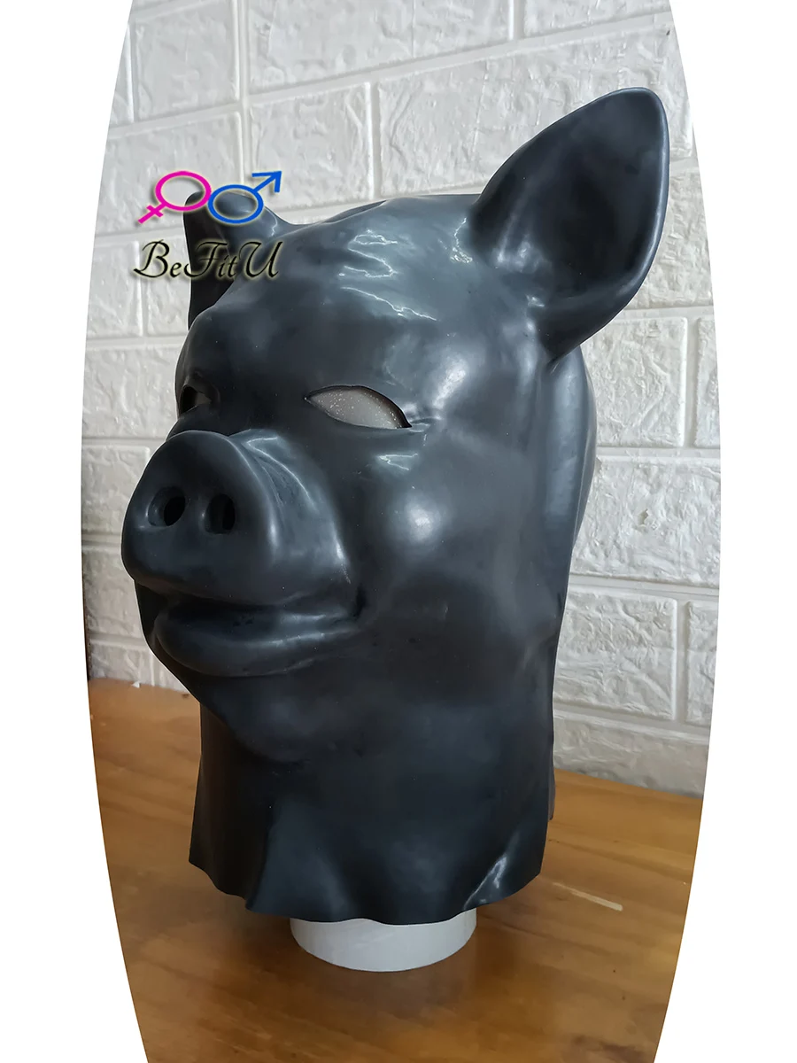 Латексные капюшоны в виде животных Косплей свинка Хэллоуин Фетиш маска капот