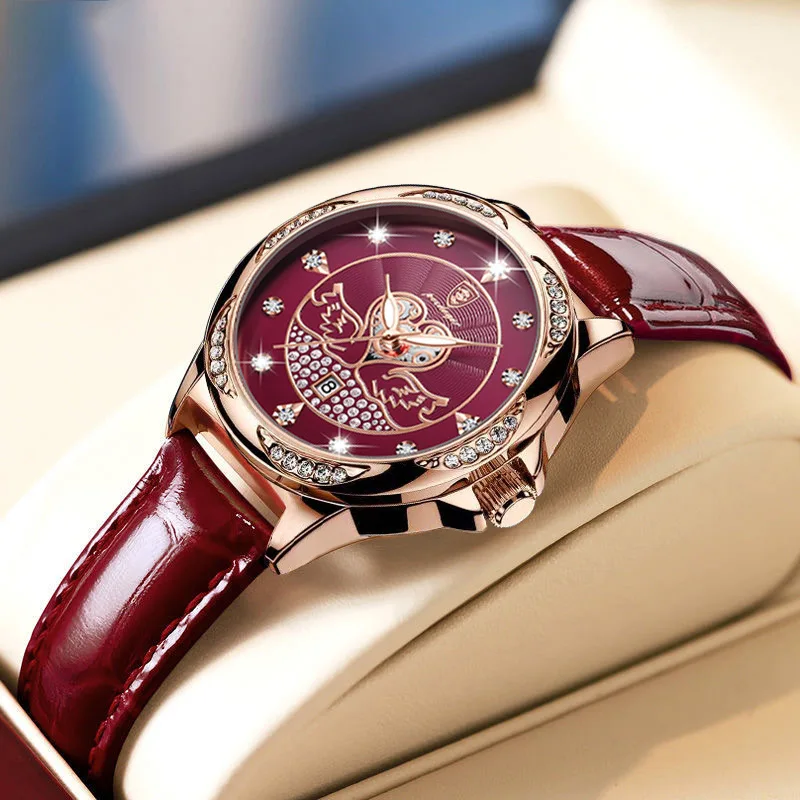 

POEDAGAR Fashion Quartz Wristwatches Luxury Leather Ladies Watch For Women Diamond Elegante Female Wrist Watch Reloj Mujer