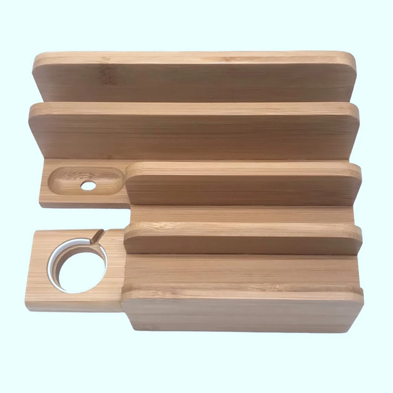 

Bamboo 6 In 1 Charging Station 3USB+1 Port Wireless Charging For Wireless Charging Phones,Watches Earphones(US Plug)