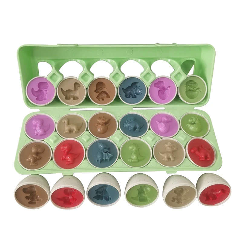 

12Pcs Easter Dinosaur Eggs Sensory Early Learning Fine Motor Skills Toys Educational Color Shape Puzzle Gifts