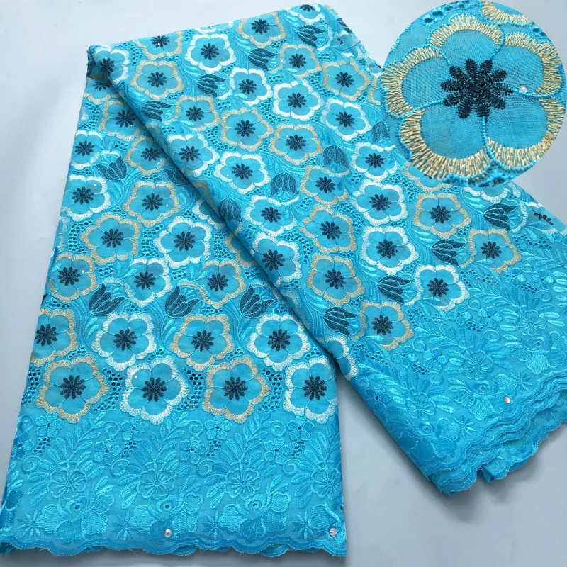 Нигерийская Хлопковая Кружевная Ткань 2024 Высокое Качество 5 Ярдов Швейцарская